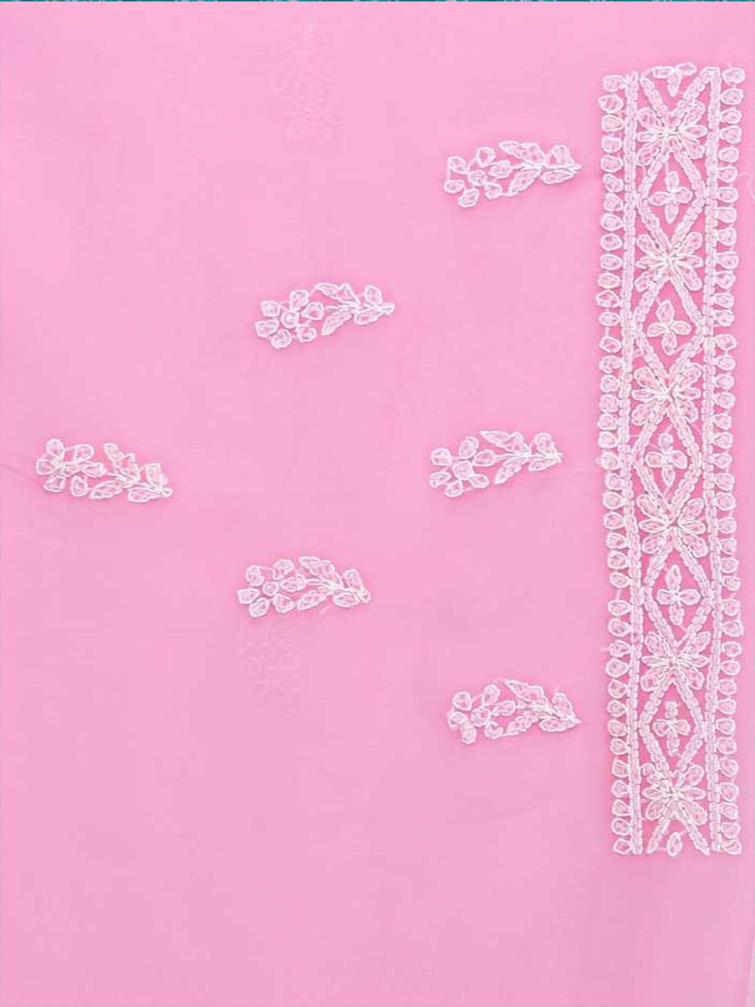 Ada Hand Embroidered Baby Pink Georgette Lucknowi Chikankari Saree with Blouse A204482