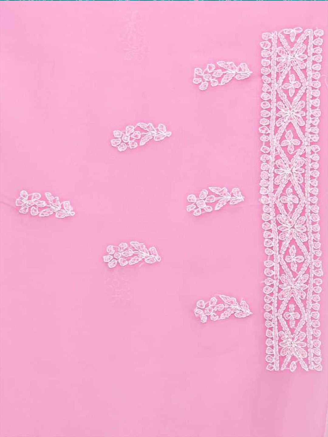 Ada Hand Embroidered Baby Pink Georgette Lucknowi Chikankari Saree with Blouse A204482