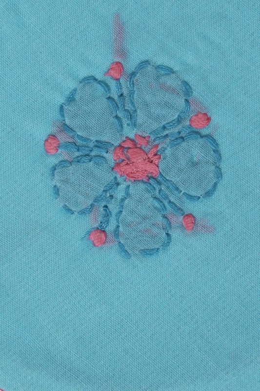 Ada Hand Embroidered Blue Cotton Lucknowi Chikankari Table Coaster-A611629