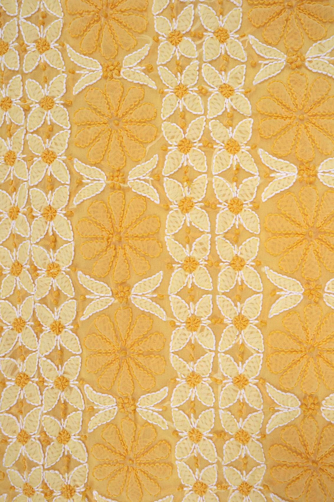 Ada Hand Embroidered Yellow Georgette Lucknowi Chikankari Unstitched Suit Piece 01A151216