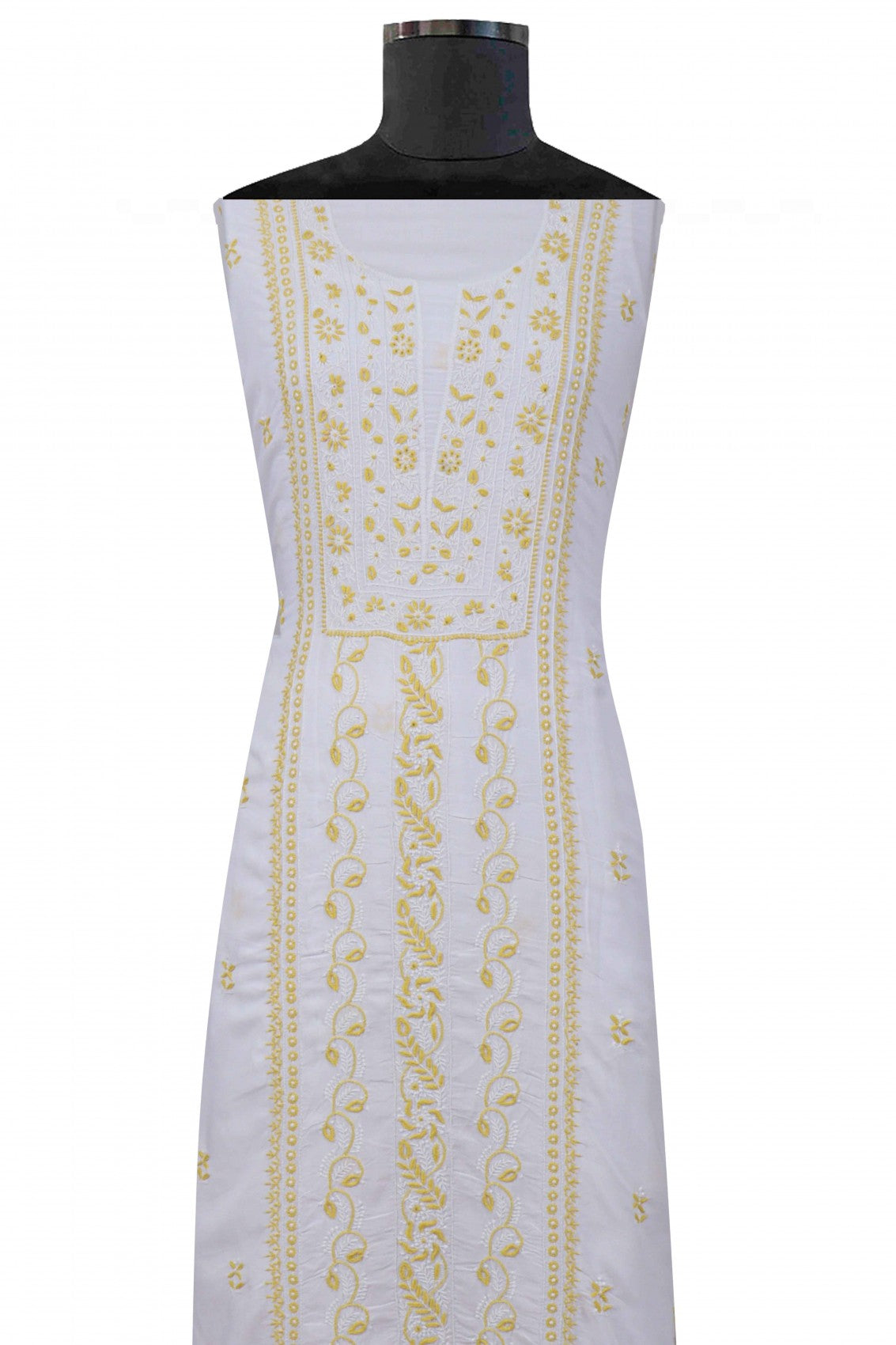 Ada Hand Embroidered White Muslin Lucknowi Chikankari Unstitched Suit Piece 01A68487