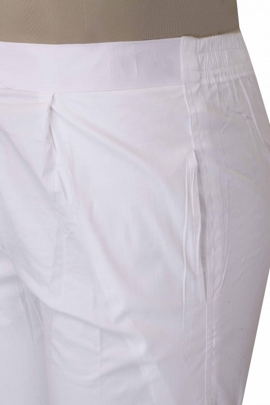 Ada White Cotton Plain Men's Pant Cut Lower A711149