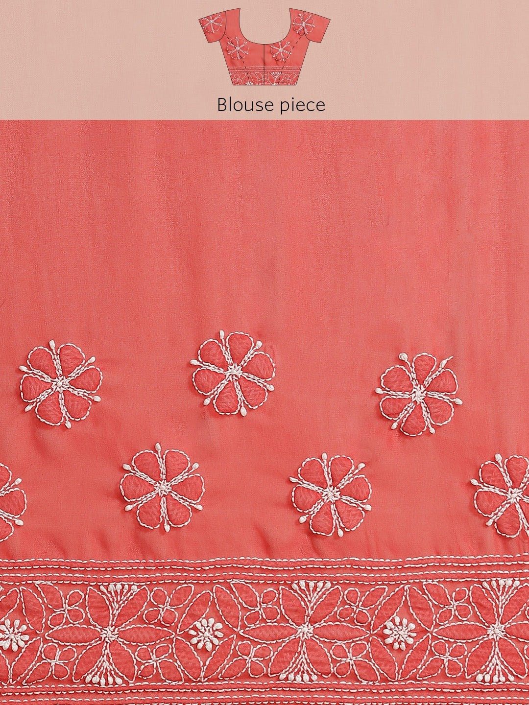 Ada Hand Embroidered Red Georgette Lucknowi Chikankari Saree with Blouse A311326