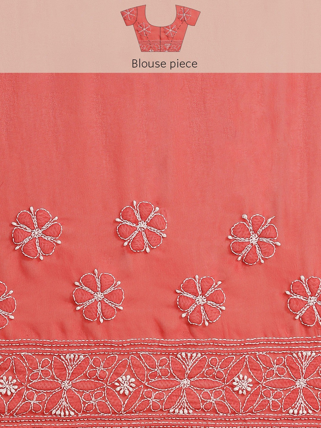 Ada Hand Embroidered Red Georgette Lucknowi Chikankari Saree with Blouse A311326