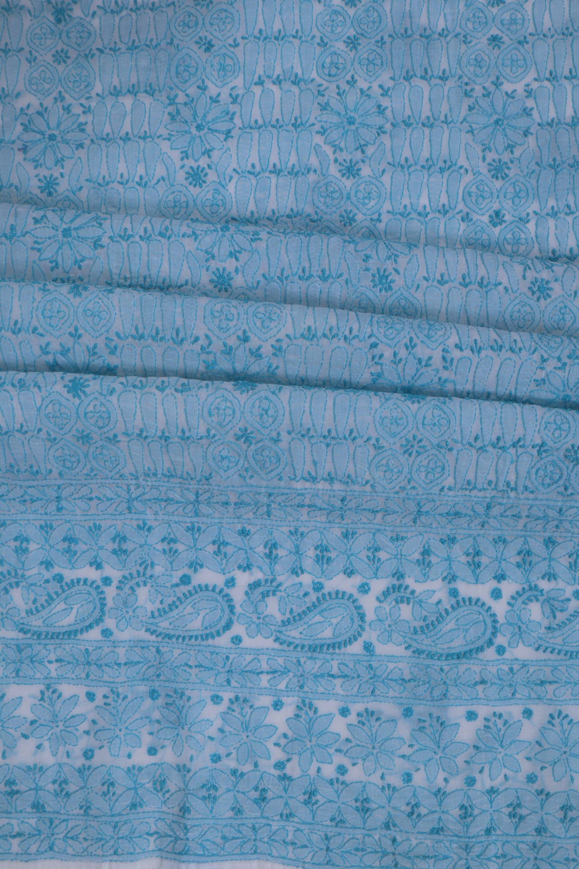 Ada Hand Embroidered White Cotton Lucknowi Chikankari Unstitched Suit Piece 01A271111