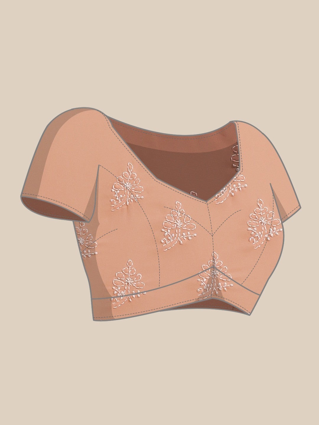 Ada Hand Embroidered Peach Georgette Lucknow Chikan Saree With Blouse -A183600