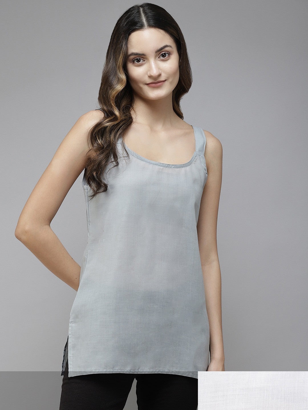 Ada White & Grey Cotton Short Slips Combo of 2 A111174.