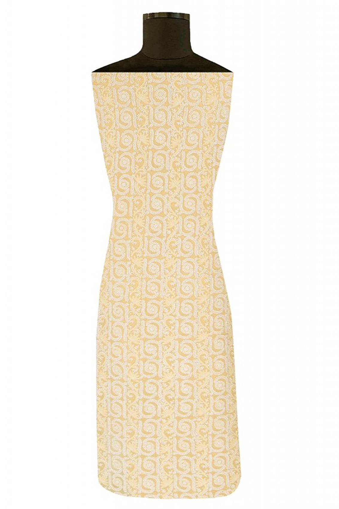 Ada Hand Embroidered Vanilla Yellow Pure Georgette Lucknowi Chikankari Unstitched Kurta Dupatta Set A49697