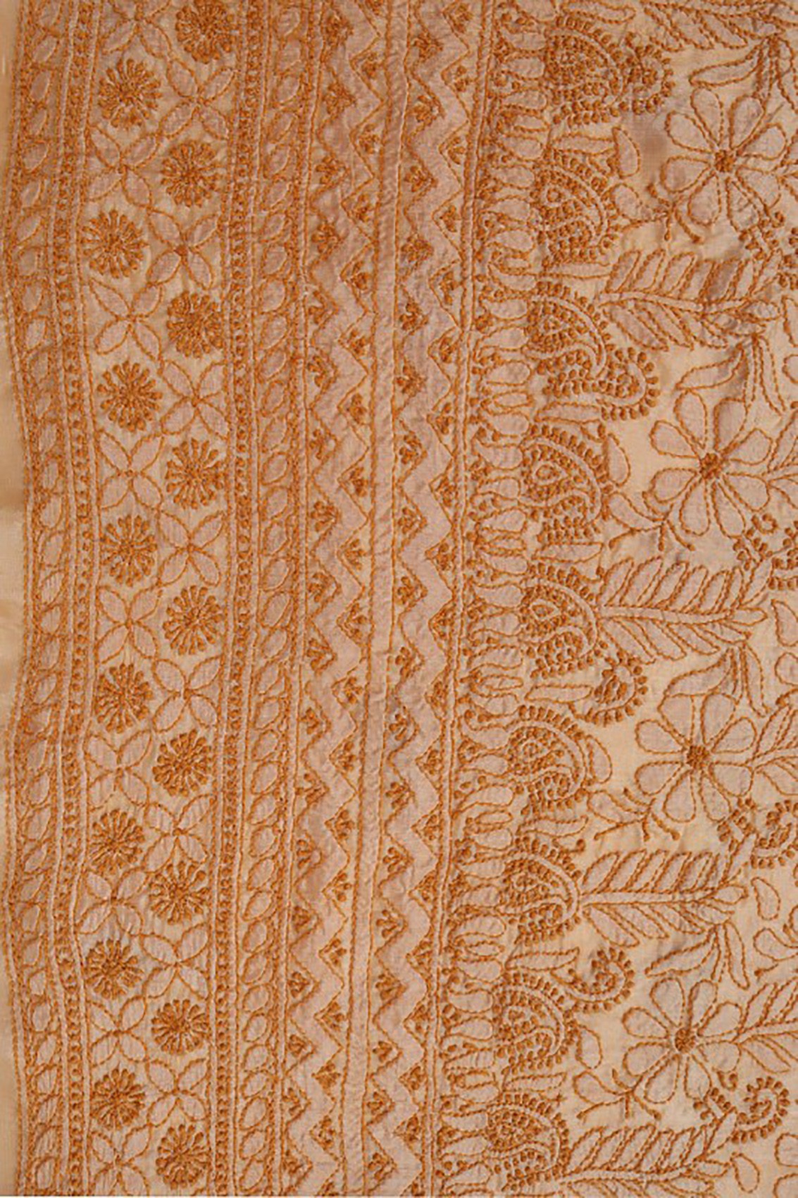 Ada Hand Embroidered Natural Fawn Silk Lucknowi Chikankari Unstitched Suit Piece A609717