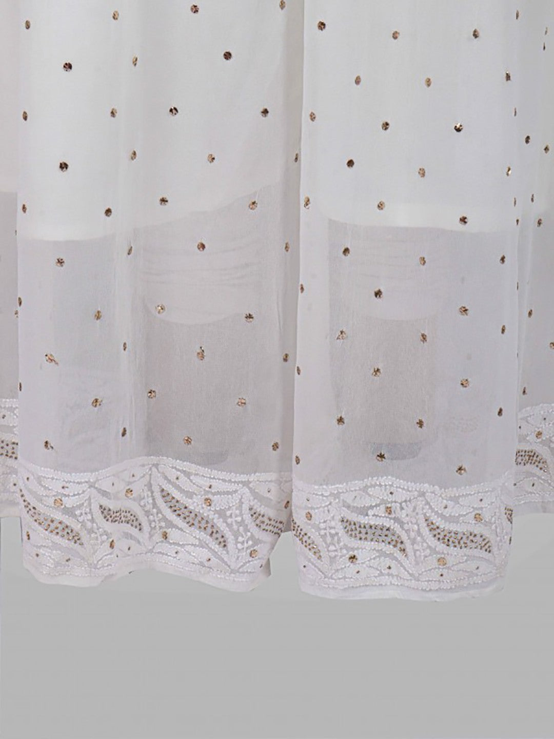Ada Hand Embroidered White Georgette Lucknowi Chikankari Palazzo With Muqaish Work A711169