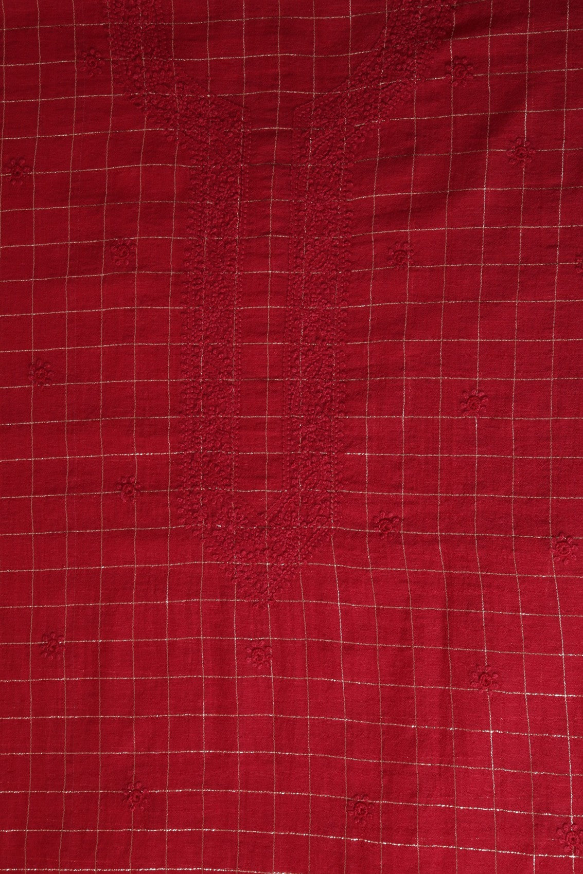 Ada Hand Embroidered Maroon Chanderi Lucknowi Chikankari Unstitched Men's Kurta Piece With Lurex Work 01A330040