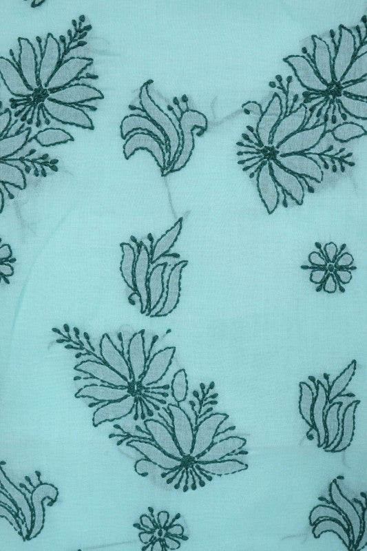 Ada Hand Embroidered Sea Green Cotton Lucknowi Chikan Unstitched Suit Piece A347806