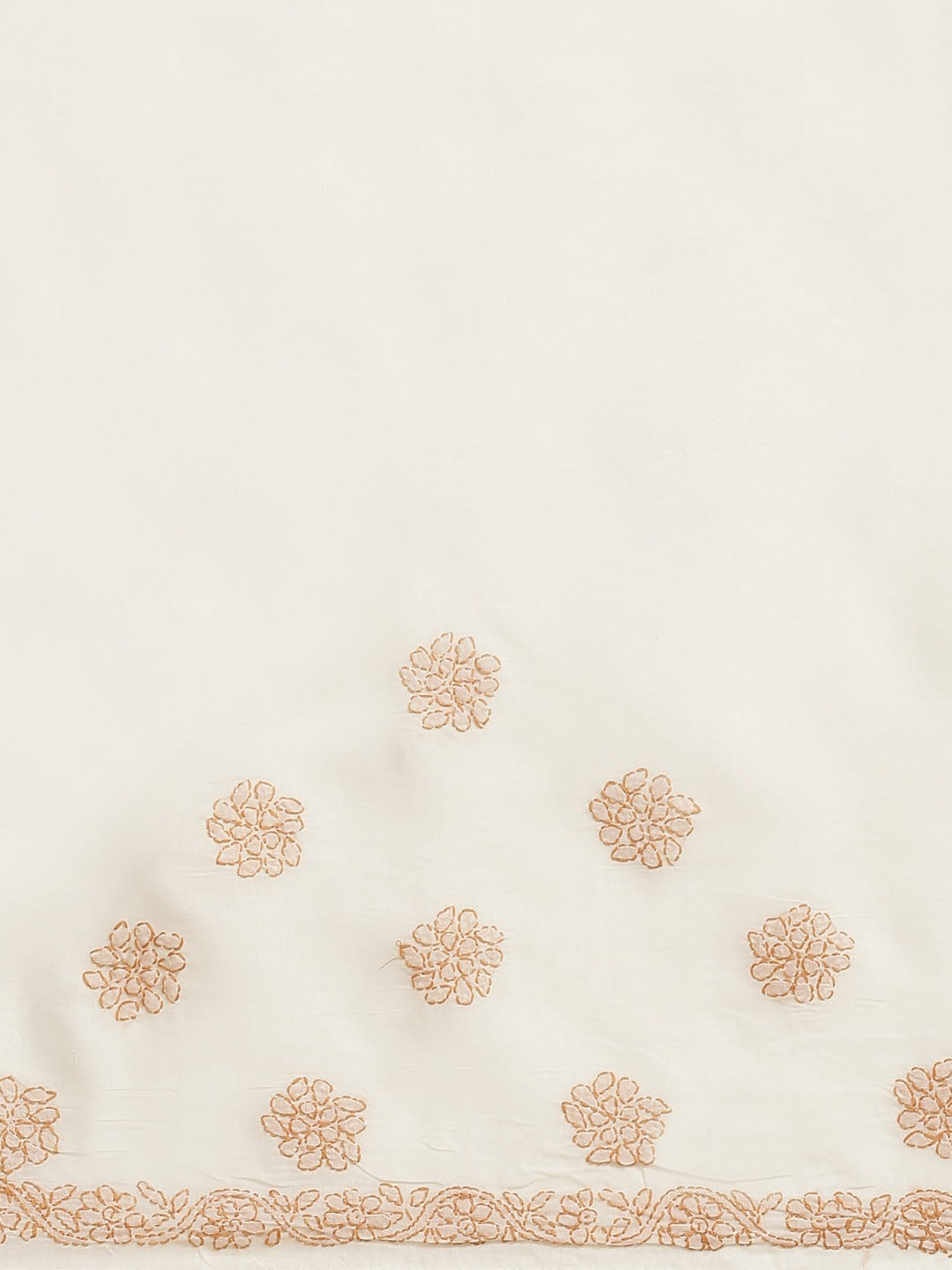 Ada Hand Embroidered Cream Cotton Lucknow Chikan Saree With Blouse- A311156