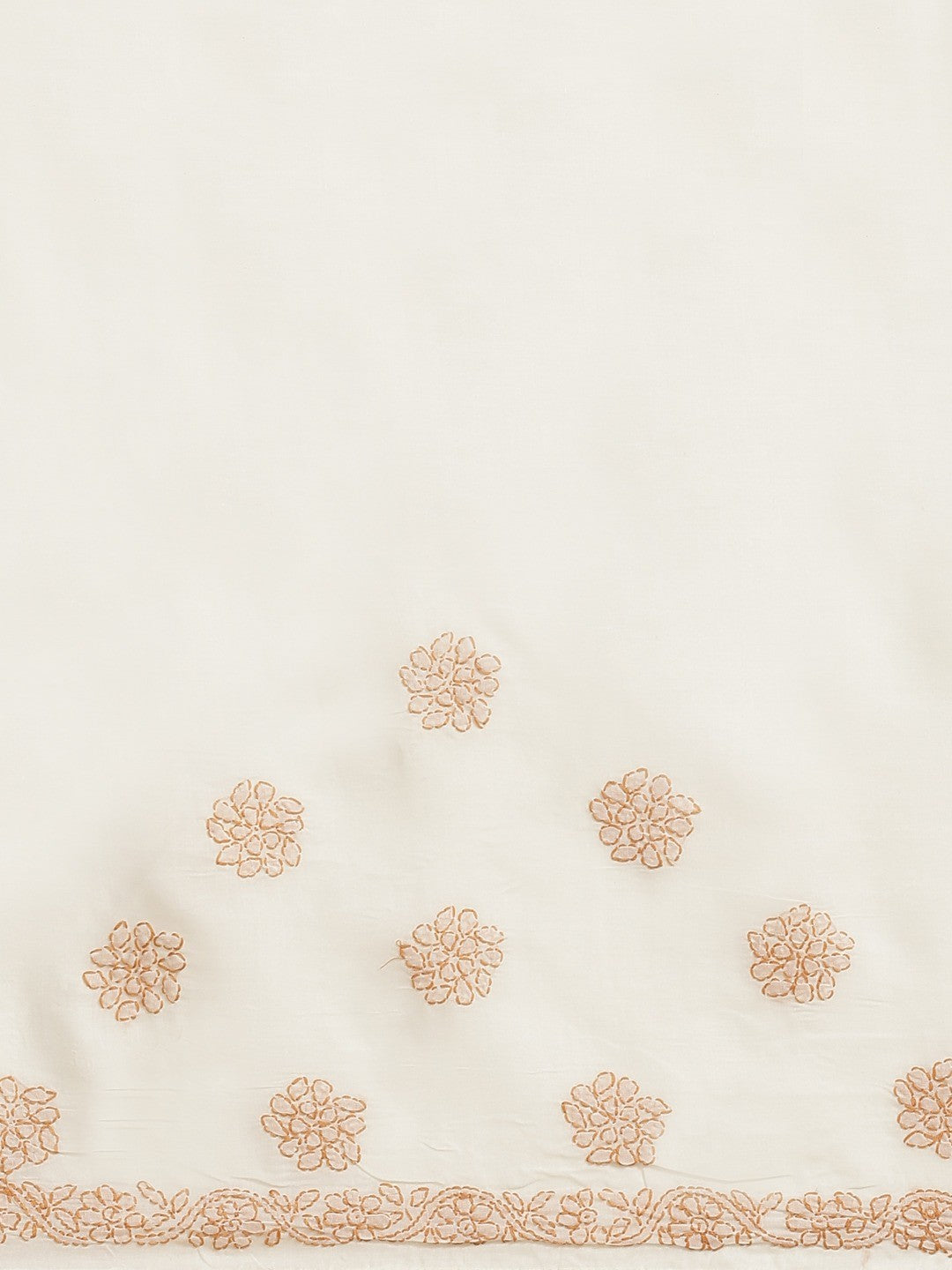 Ada Hand Embroidered Cream Cotton Lucknow Chikan Saree With Blouse- A311156